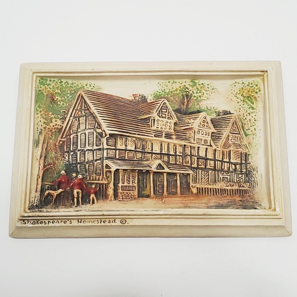 Porcelain Plaque Shakespeare's Homestead 7x10" - Picture 1 of 3